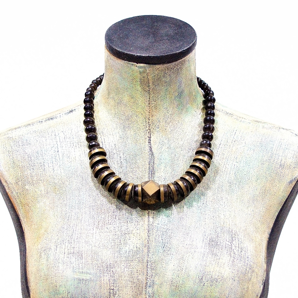 VTG 70's Horn and Brass Necklace